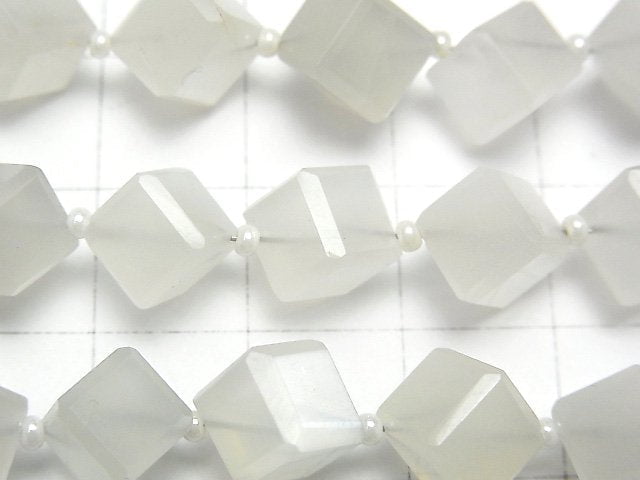 [Video] High Quality White Moonstone AAA- Dice Shape 1strand (13pcs)