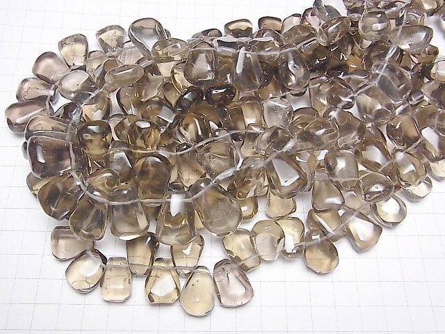 [Video] Smoky Quartz AAA- Faceted Nugget (Top Side Drilled Hole ) [Light Color] half or 1strand beads (aprx.15inch/37cm)