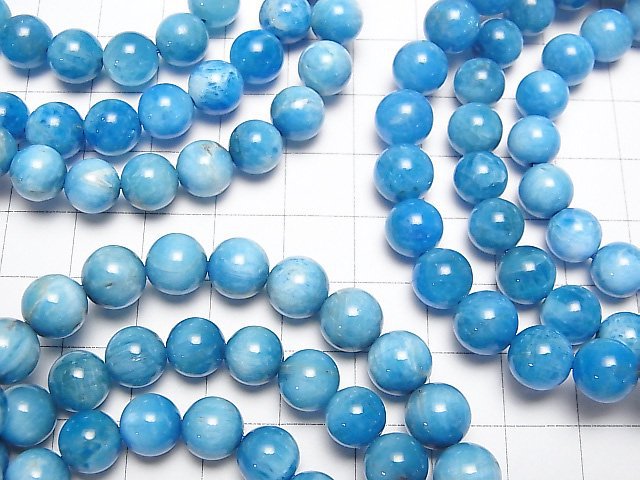 [Video] Madagascar Blue Apatite AA+ Round 8mm Bracelet