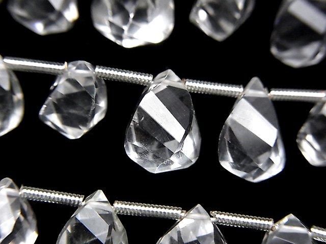 [Video]High Quality Crystal AAA Drop 4Faceted Twist Faceted Briolette 1strand beads (aprx.7inch/18cm)
