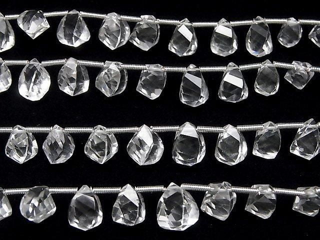 [Video]High Quality Crystal AAA Drop 4Faceted Twist Faceted Briolette 1strand beads (aprx.7inch/18cm)
