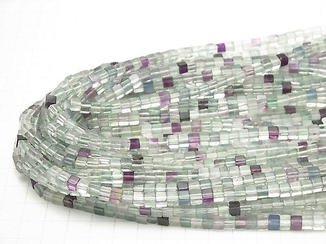 [Video] Multicolor Fluorite AAA- Cube 4.5x4.5x4.5mm 1strand beads (aprx.15inch / 37cm)