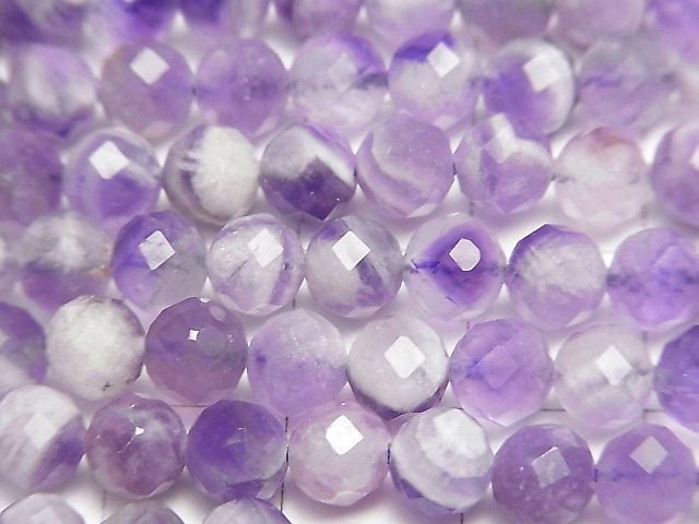 [Video]High Quality! Striped Amethyst 64Faceted Round 6mm 1strand beads (aprx.14inch/35cm)