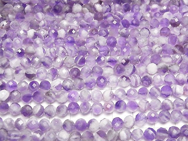 [Video]High Quality! Striped Amethyst 64Faceted Round 6mm 1strand beads (aprx.14inch/35cm)