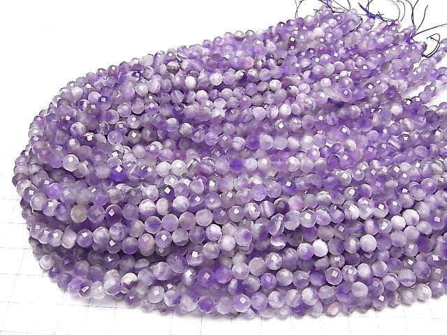 [Video]High Quality! Striped Amethyst 64Faceted Round 6mm 1strand beads (aprx.14inch/35cm)