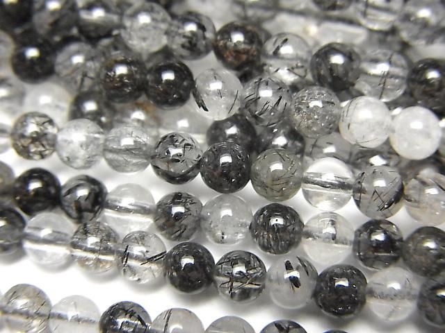 Tourmaline Quartz AA++ Rond 4 mm 1 fil de perles (environ 15 pouces/37 cm)