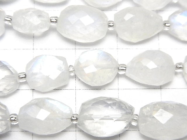 [Video]High Quality Rainbow Moonstone AAA Faceted Nugget 1strand beads (aprx.7inch/18cm)