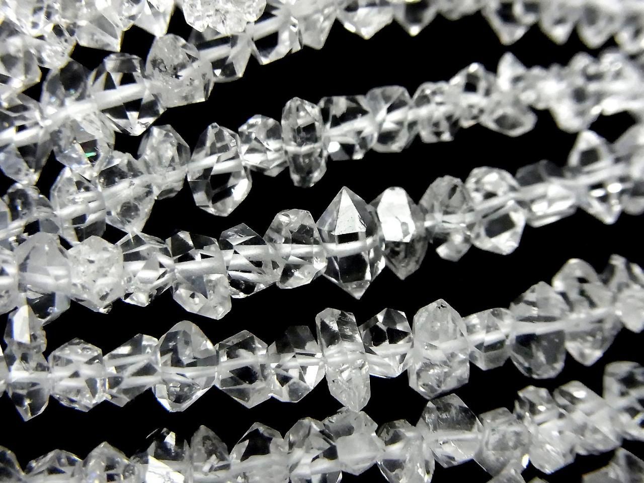 Diamant de Herkimer NY brut AAA [Taille M] perles d'une demi ou d'une rangée (environ 15 pouces / 37 cm)