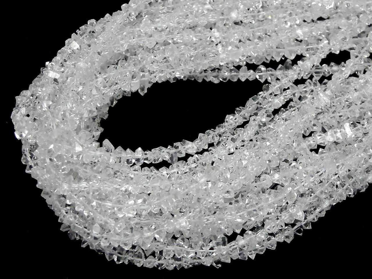 Diamant de Herkimer NY brut AAA [Taille M] perles d'une demi ou d'une rangée (environ 15 pouces / 37 cm)