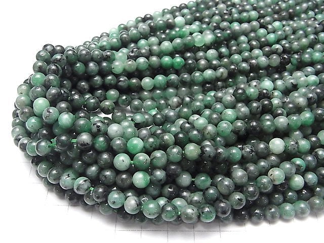 [Video] Brazil Emerald AA++ Round 6mm half or 1strand beads (aprx.15inch / 37cm)