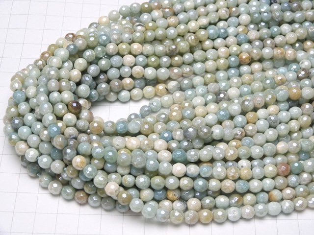 [Video] Mix Amazonite AA+ 128Faceted Round 6mm Coating 1strand beads (aprx.15inch / 36cm)