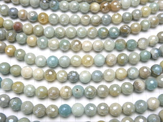 [Video] Mix Amazonite AA+ 128Faceted Round 8mm Coating 1strand beads (aprx.15inch / 36cm)