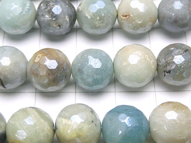 [Video] Mix Amazonite AA+ 128Faceted Round 10mm Coating 1strand beads (aprx.15inch / 36cm)