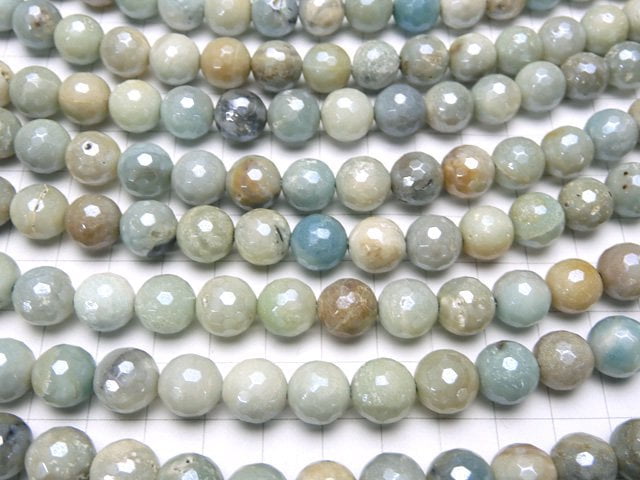 [Video] Mix Amazonite AA+ 128Faceted Round 10mm Coating 1strand beads (aprx.15inch / 36cm)