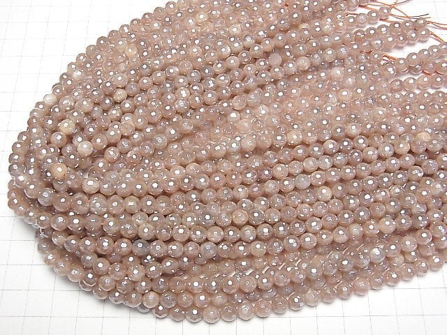 [Video] Orange Moonstone AA++ 128 Faceted Round 6mm Coated 1strand beads (aprx.15inch/36cm)