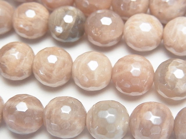 [Video] Brown Moonstone AA++ 128Faceted Round 10mm Coated half or 1strand beads (aprx.14inch/35cm)