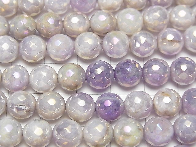 [Video]Lavender Amethyst AA++ 128Faceted Round 8mm coated 1strand beads (aprx.15inch/36cm)