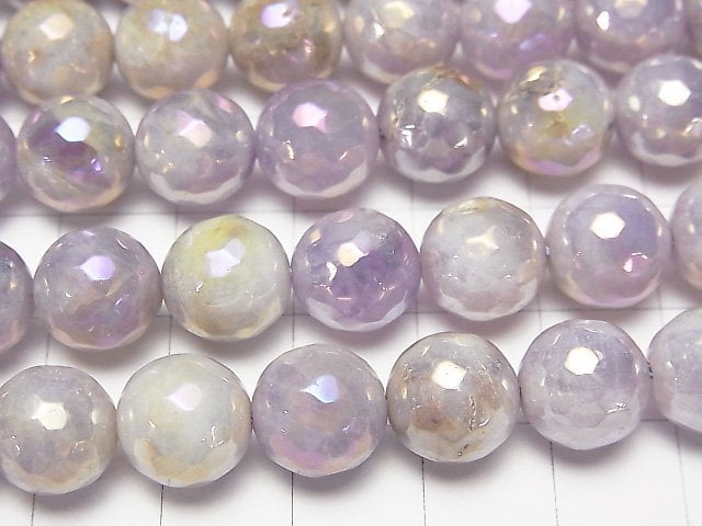 [Video] Lavender Amethyst AA++ 128Faceted Round 10mm Coating 1strand beads (aprx.14inch / 35cm)