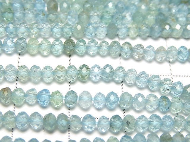 [Video] High Quality! Apatite AA++ Small Size Faceted Button Roundel 3x3x2mm 1strand beads (aprx.15inch / 37cm)