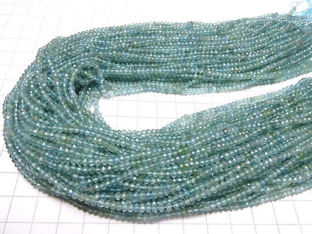 [Video] High Quality! Apatite AA++ Small Size Faceted Button Roundel 3x3x2mm 1strand beads (aprx.15inch / 37cm)