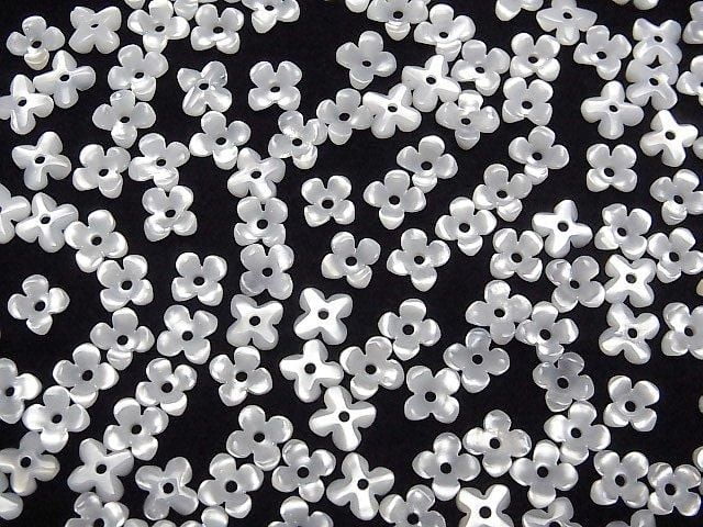 [Video] High Quality White Shell (Silver-lip Oyster) AAA Flower (4pcs Flowers) 6mm Center Hole 4pcs