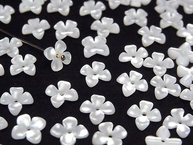 Coque blanche de haute qualité (huître à lèvre argentée) AAA Fleur (4 fleurs) Trou central de 8 mm 4 pièces