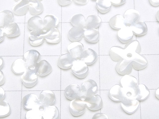 [Video] High Quality White Shell (Silver-lip Oyster) AAA Flower (4pcs Flowers) 10mm Center Hole 4pcs