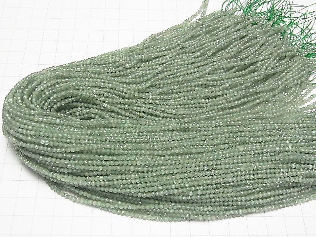 [Video] High Quality! Green Kyanite AAA- Faceted Round 2.5mm 1strand beads (aprx.15inch / 37cm)