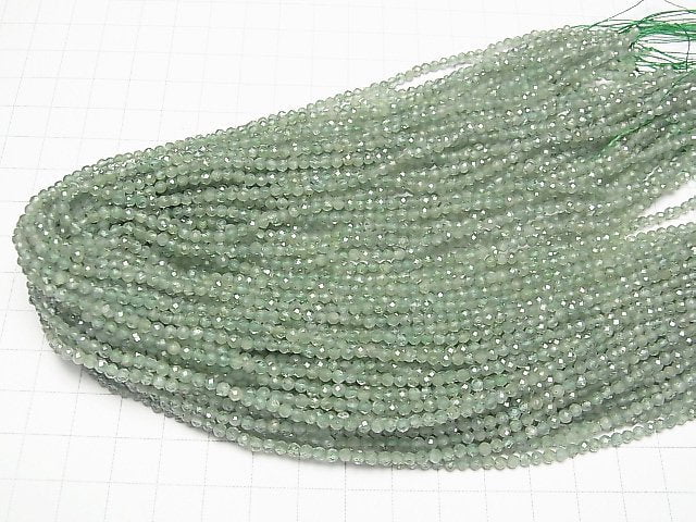 [Video] High Quality! Green Kyanite AAA- Faceted Round 3mm 1strand beads (aprx.15inch / 37cm)