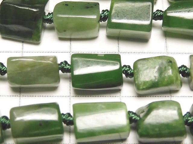 [Video] Nephrite Jade AA Rough Tube-Faceted Nugget half or 1strand beads (aprx.15inch / 38cm)