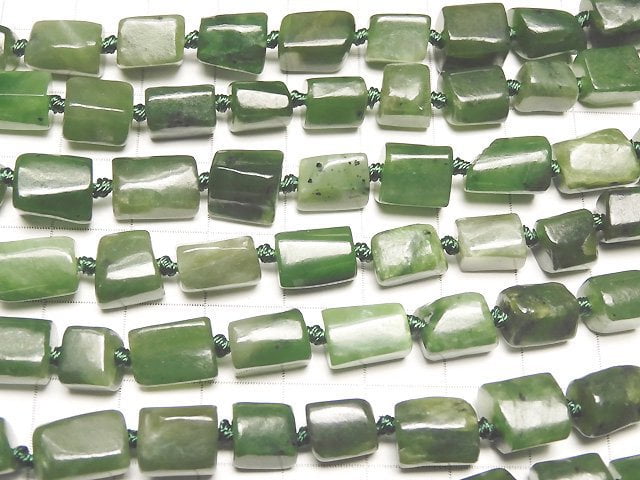 [Video] Nephrite Jade AA Rough Tube-Faceted Nugget half or 1strand beads (aprx.15inch / 38cm)