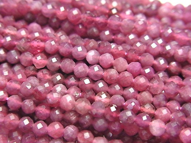 [Video] High Quality! Pink Tourmaline AA++ Faceted Round 3mm 1strand beads (aprx.15inch / 36cm)