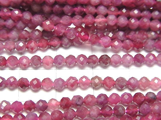 [Video] High Quality! Pink Tourmaline AA++ Faceted Round 3mm 1strand beads (aprx.15inch / 36cm)