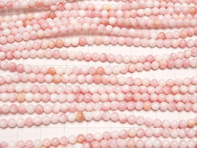 [Video] Queen Conch Shell AAA Round 4mm half or 1strand beads (aprx.15inch/38cm)