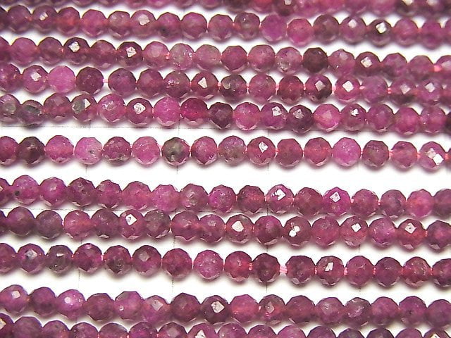 [Video] High Quality! Ruby AA+ Faceted Round 3mm 1strand beads (aprx.15inch / 37cm)