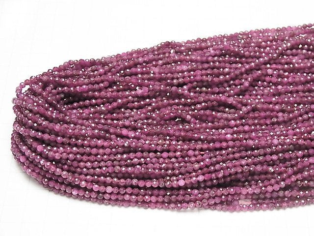 [Video] High Quality! Ruby AA+ Faceted Round 3mm 1strand beads (aprx.15inch / 37cm)