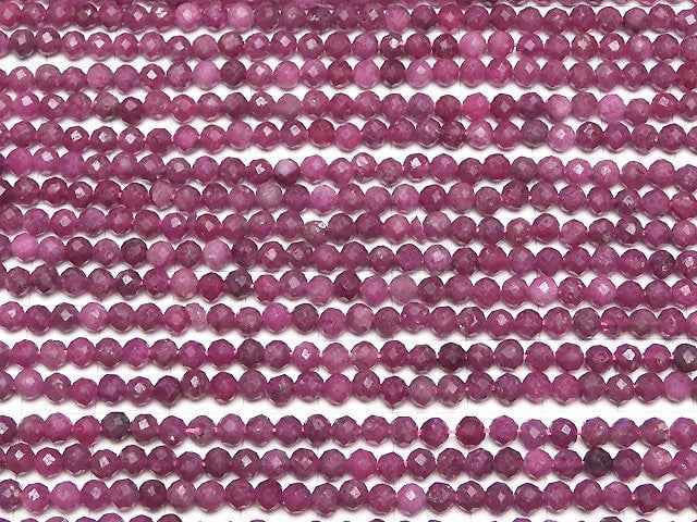 [Video] High Quality! Ruby AA+ Faceted Round 4mm 1strand beads (aprx.15inch / 37cm)