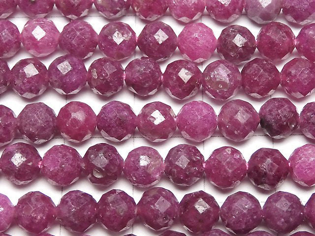 [Video] High Quality! Ruby AA+ Faceted Round 5mm half or 1strand beads (aprx.15inch / 37cm)
