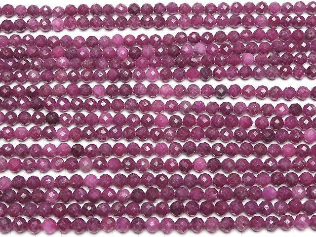[Video] High Quality! Ruby AA+ Faceted Round 5mm half or 1strand beads (aprx.15inch / 37cm)