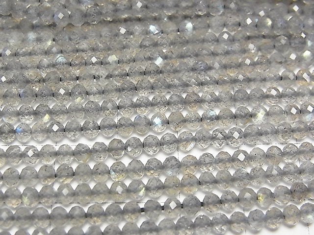 [Video] High Quality! Labradorite AAA Faceted Button Rondelle 3x3x2.5mm 1strand beads (aprx.12inch / 30cm)
