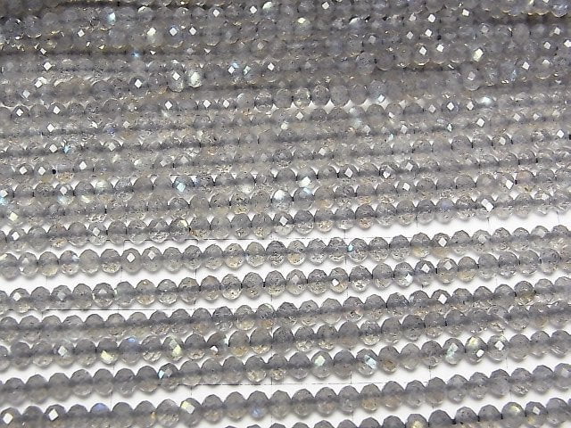 [Video] High Quality! Labradorite AAA Faceted Button Rondelle 3x3x2.5mm 1strand beads (aprx.12inch / 30cm)