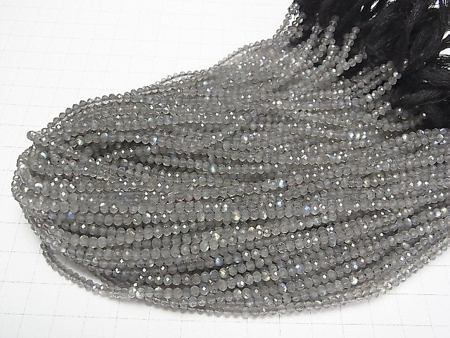 [Video] High Quality! Labradorite AAA Faceted Button Rondelle 3x3x2.5mm 1strand beads (aprx.12inch / 30cm)