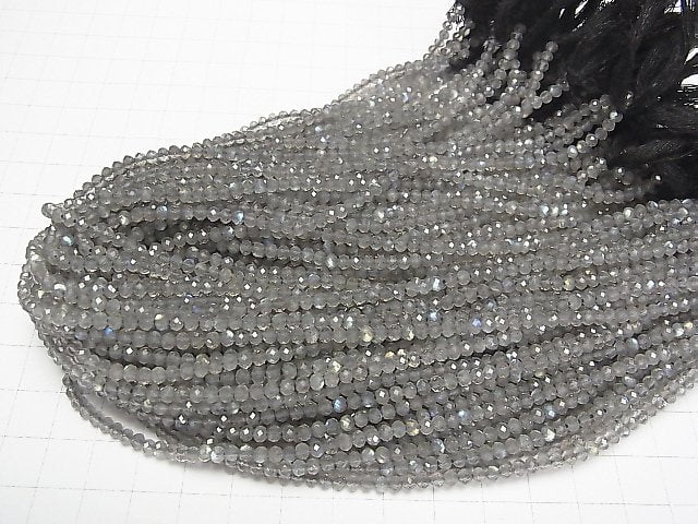 [Video] High Quality! Labradorite AAA Faceted Button Roundel 3x3x2.5mm 1strand beads (aprx.12inch / 30cm)