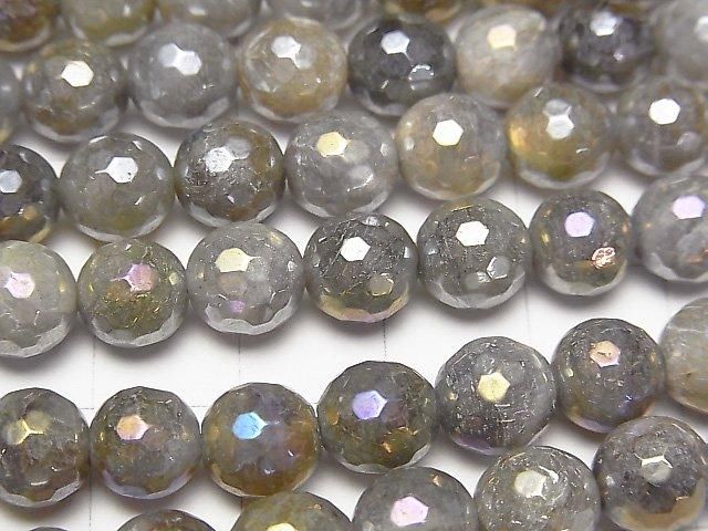 Labradorite AA+ 128Ronde Facettée 8mm avec revêtement perles 1fil (environ 15inch / 36cm)