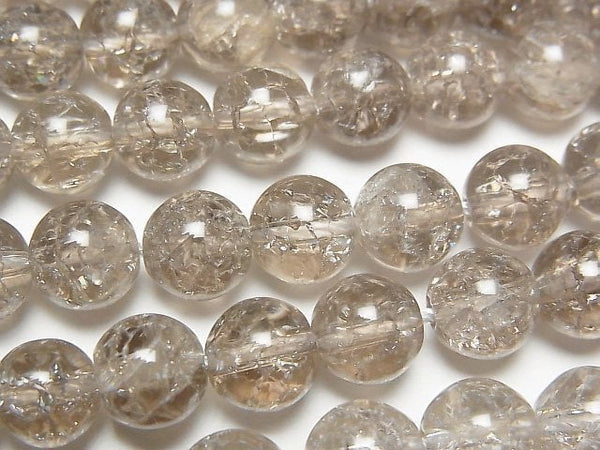 [Video] Crack Smoky Quartz Round 8mm 1strand beads (aprx.15inch/37cm)