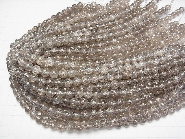 [Video] Crack Smoky Quartz Round 8mm 1strand beads (aprx.15inch/37cm)