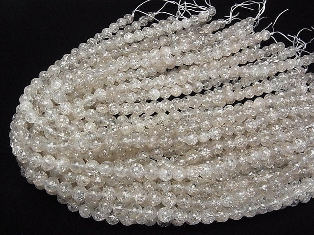 [Video] Crack Smoky Quartz Round 8mm [Light color] 1strand beads (aprx.15inch/37cm)