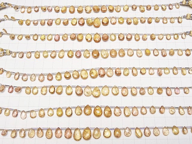 [Video] High Quality Imperial Topaz AAA- Pear shape Faceted Briolette 1strand beads (aprx.7inch / 18cm)