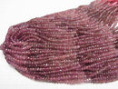 [Video]Pink Tourmaline AA++ Faceted Button Rondelle 3x3x2mm 1strand beads (aprx.14inch/34cm)