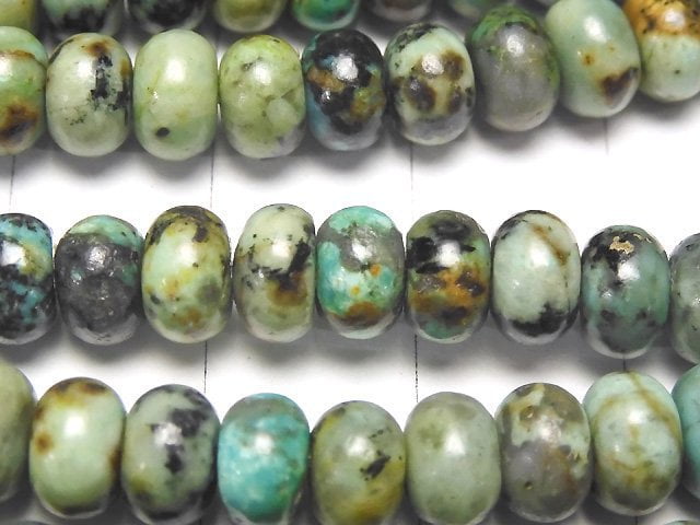 [Video] African Turquoise Roundel 6x6x4mm half or 1strand beads (aprx.15inch / 38cm)